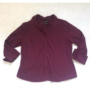 Lane Bryant button down top. Maroon, Sz 14